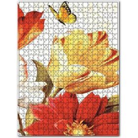 Cakapuzzle Yağlı Boya Çiçek Kelebek Görseli 500 Parça Puzzle