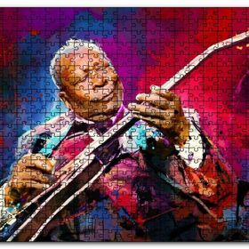 Cakapuzzle Yağlı Boya Elektronik Gitar Mutlu Caz Müzisyeni Mdf 1000 Parça Puzzle