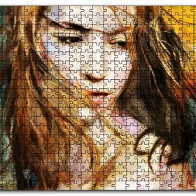 Cakapuzzle Yağlı Boya Resmi Kadın Uçuşan Saçlar Görseli Mdf 120 Parça Puzzle