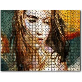 Cakapuzzle Yağlı Boya Resmi Kadın Uçuşan Saçlar Görseli Mdf 120 Parça Puzzle