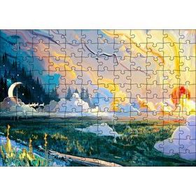 Cakapuzzle Yağlı Boya Resmi Manzara ve Ay Görseli 120 Parça Puzzle