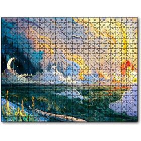 Cakapuzzle Yağlı Boya Resmi Manzara ve Ay Görseli 255 Parça Puzzle