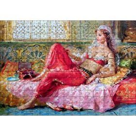 Cakapuzzle Yağlı Boya Resmi Otantik Giyimli Kadın Görseli 120 Parça Ahşap Puzzle