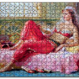 Cakapuzzle Yağlı Boya Resmi Otantik Giyimli Kadın Görseli Mdf 120 Parça Puzzle