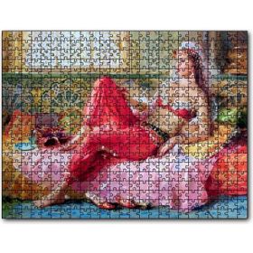 Cakapuzzle Yağlı Boya Resmi Otantik Giyimli Kadın Görseli Mdf 120 Parça Puzzle