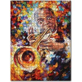 Cakapuzzle Yağlı Boya Saksafon Çalan Sanatçı Görseli Ahşap 500 Parça Puzzle
