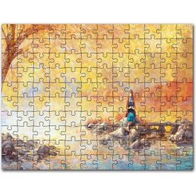 Cakapuzzle Yağlı Boya Sonbaharda Gölde Bekleyen Kız Görseli 255 Parça Puzzle