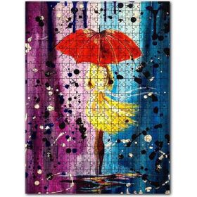 Cakapuzzle Yağlı Boya Yağmurdaki Kadın Resmi Görseli Ahşap 255 Parça Puzzle