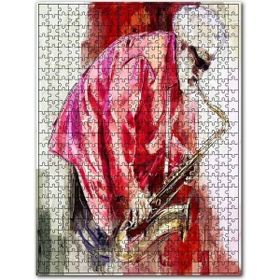 Cakapuzzle Yağlı Boyasaksafon İle Yaşlı Caz Sanatçısı Ahşap 255 Parça Puzzle