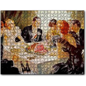 Cakapuzzle Yağlıboya Görünümlü Yemek Masası ve Konuklar Mdf 500 Parça Puzzle