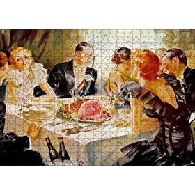 Cakapuzzle Yağlıboya Görünümlü Yemek Masası ve Konuklar Mdf 500 Parça Puzzle