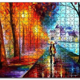 Cakapuzzle Yağmur Sahil Şemsiyeli Çift Yağlıboya Mdf 1000 Parça Puzzle