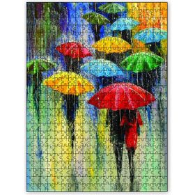 Cakapuzzle Yağmurda Renkli Şemsiyeli Insanlar 120 Parça Puzzle