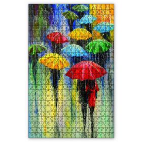 Cakapuzzle Yağmurda Renkli Şemsiyeli İnsanlar Ahşap 1000 Parça Puzzle