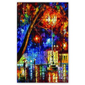 Cakapuzzle Yağmurda Şehir İnsanlar Ahşap 1000 Parça Puzzle