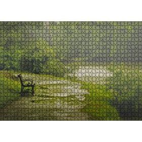 Cakapuzzle Yağmurda Yemyeşil Orman ve Boş Bank 120 Parça Ahşap Puzzle