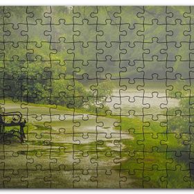 Cakapuzzle Yağmurda Yemyeşil Orman ve Boş Bank Mdf 255 Parça Puzzle