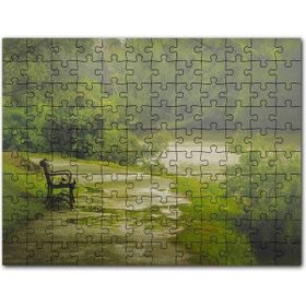 Cakapuzzle Yağmurda Yemyeşil Orman ve Boş Bank Mdf 255 Parça Puzzle