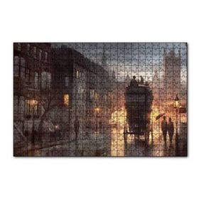 Cakapuzzle Yağmurlu Akşamda Sokakta Arabalar ve İnsanlar 120 Parça Ahşap Puzzle