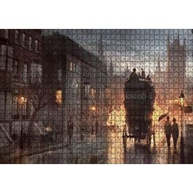 Cakapuzzle Yağmurlu Akşamda Sokakta Arabalar ve İnsanlar 120 Parça Ahşap Puzzle