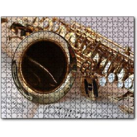 Cakapuzzle Yakın Plan Saksafon ve Notalar Mdf 120 Parça Puzzle