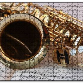 Cakapuzzle Yakın Plan Saksafon ve Notalar Mdf 500 Parça Puzzle