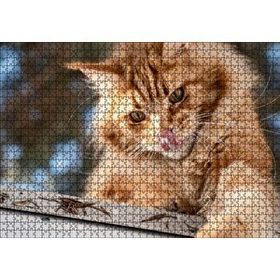 Cakapuzzle Yalanan Sarı Sevimli Kedi 120 Parça Ahşap Puzzle