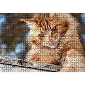 Cakapuzzle Yalanan Sarı Sevimli Kedi 120 Parça Ahşap Puzzle