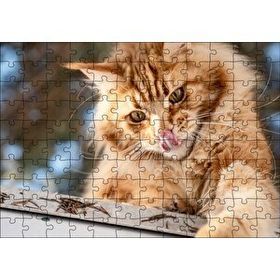 Cakapuzzle Yalanan Sarı Sevimli Kedi Mdf 120 Parça Puzzle