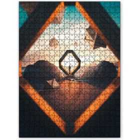 Cakapuzzle Yalnız Adam ve Kumsalda Sürreal Simgeler Ahşap 255 Parça Puzzle