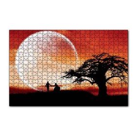 Cakapuzzle Yalnız Ağaç Yeni Evli Çift ve Süper Ay 120 Parça Ahşap Puzzle