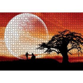 Cakapuzzle Yalnız Ağaç Yeni Evli Çift ve Süper Ay 120 Parça Ahşap Puzzle