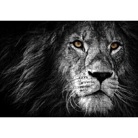 Cakapuzzle Yalnız Kral Erkek Aslan Yakın Portre Siyah Beyaz 120 Parça Puzzle