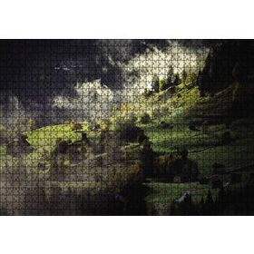Cakapuzzle Yamaçlardaki Sisli Köy Ahşap 1000 Parça Puzzle