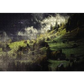 Cakapuzzle Yamaçlardaki Sisli Köy Ahşap 500 Parça Puzzle