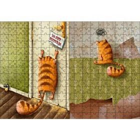 Cakapuzzle Yaramaz Kedi Rahatsız Etmeyin Yazılı 120 Parça Ahşap Puzzle