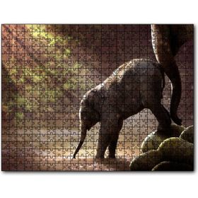Cakapuzzle Yavru Fil Nehir ve Güneş Işınları Mdf 120 Parça Puzzle