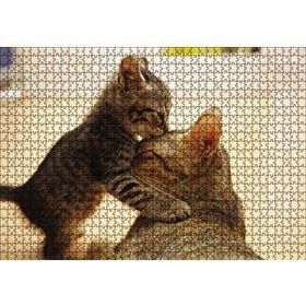 Cakapuzzle Yavru Kedi Anne Sevgisi 1000 Parça Ahşap Puzzle