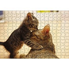 Cakapuzzle Yavru Kedi Anne Sevgisi 120 Parça Ahşap Puzzle