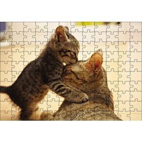 Cakapuzzle Yavru Kedi Anne Sevgisi 120 Parça Mdf Puzzle
