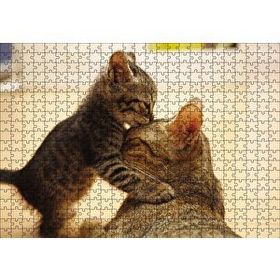 Cakapuzzle Yavru Kedi Anne Sevgisi 500 Parça Ahşap Puzzle