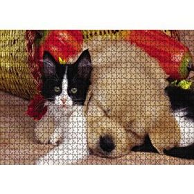 Cakapuzzle Yavru Kedi Köpek 1000 Parça Ahşap Puzzle
