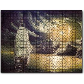 Cakapuzzle Yelkenli Bulutlar Kayalıklar ve Ay Işığı Mdf 1000 Parça Puzzle