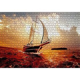 Cakapuzzle Yelkenli Gemi Dalgalı Deniz Bulutlu Gök Görseli 120 Parça Ahşap Puzzle