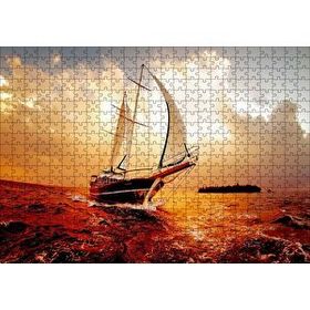 Cakapuzzle Yelkenli Gemi Dalgalı Deniz Bulutlu Gök Görseli 120 Parça Ahşap Puzzle