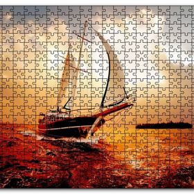 Cakapuzzle Yelkenli Gemi Dalgalı Deniz Bulutlu Gök Görseli Mdf 120 Parça Puzzle