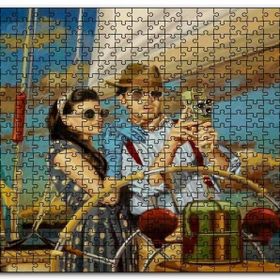 Cakapuzzle Yelkenli ve Antika Fotoğraf Makineli Çift Mdf 120 Parça Puzzle