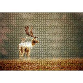 Cakapuzzle Yerde Sonbahar Yaprakları ve Anne Geyikle Yavrusu 1000 Parça Puzzle