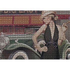 Cakapuzzle Yeşil Antika Araba ve Puro İçen Kadın 120 Parça Ahşap Puzzle
