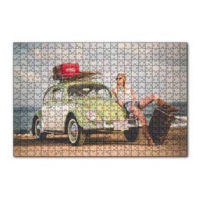 Cakapuzzle Yeşil Beyaz Vosvos ve Gezgin Kız 120 Parça Ahşap Puzzle